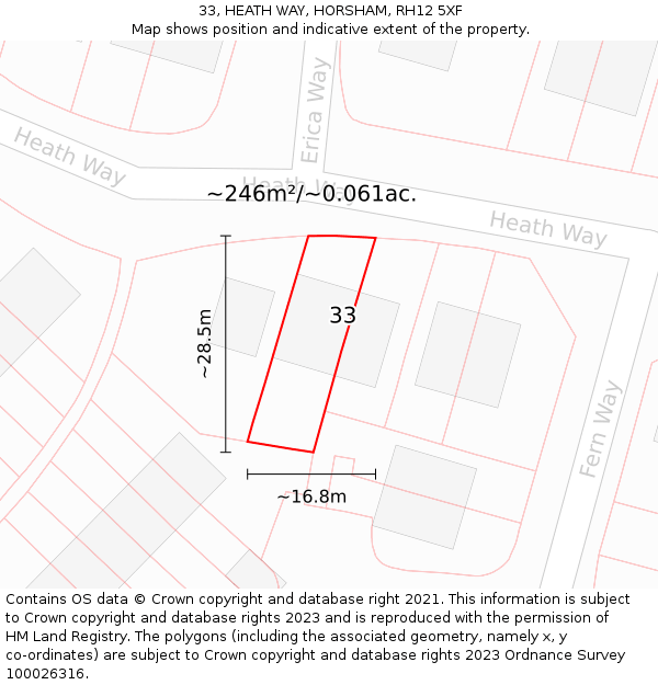 33, HEATH WAY, HORSHAM, RH12 5XF: Plot and title map