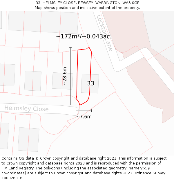 33, HELMSLEY CLOSE, BEWSEY, WARRINGTON, WA5 0GF: Plot and title map