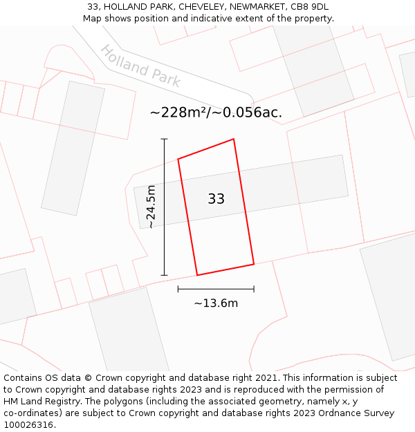 33, HOLLAND PARK, CHEVELEY, NEWMARKET, CB8 9DL: Plot and title map