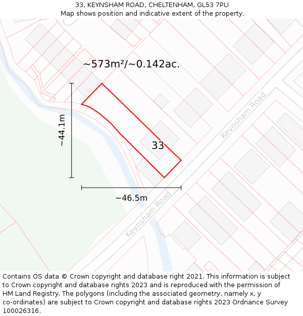 33, KEYNSHAM ROAD, CHELTENHAM, GL53 7PU: Plot and title map