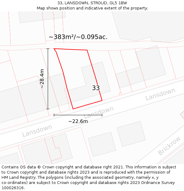 33, LANSDOWN, STROUD, GL5 1BW: Plot and title map