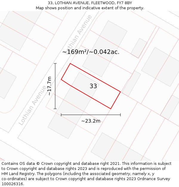 33, LOTHIAN AVENUE, FLEETWOOD, FY7 8BY: Plot and title map