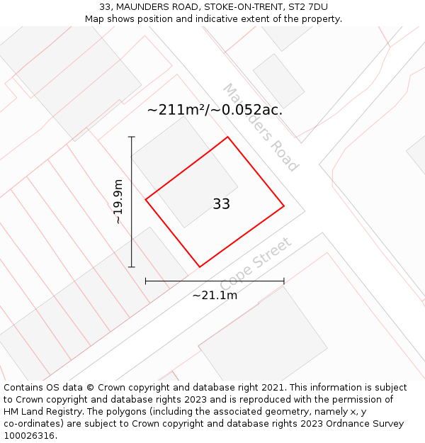 33, MAUNDERS ROAD, STOKE-ON-TRENT, ST2 7DU: Plot and title map