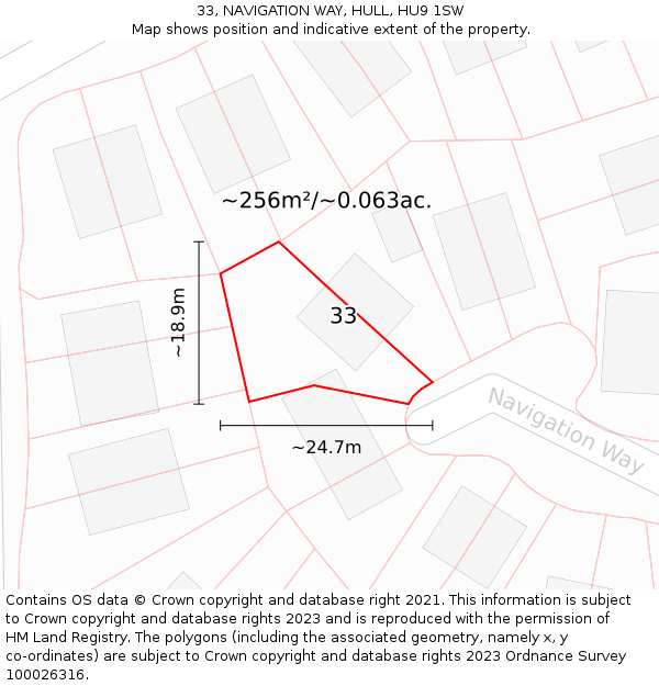 33, NAVIGATION WAY, HULL, HU9 1SW: Plot and title map