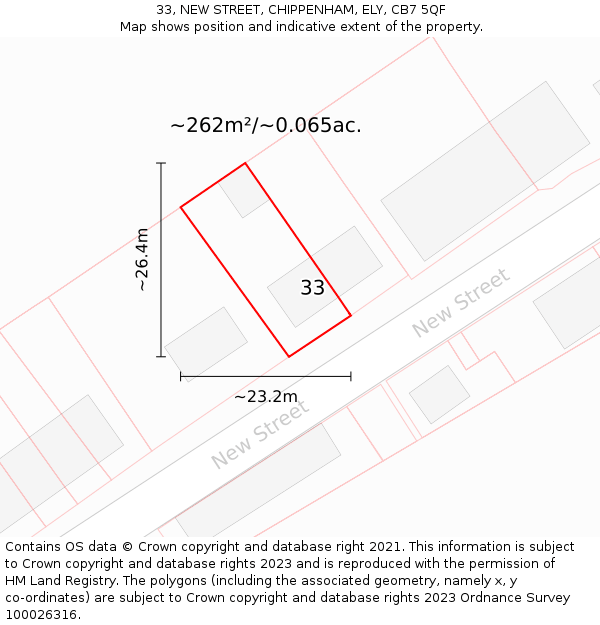 33, NEW STREET, CHIPPENHAM, ELY, CB7 5QF: Plot and title map