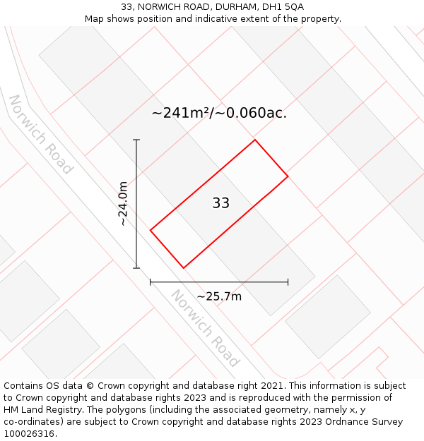 33, NORWICH ROAD, DURHAM, DH1 5QA: Plot and title map