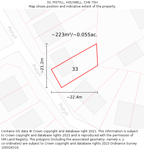 33, PISTYLL, HOLYWELL, CH8 7SH: Plot and title map