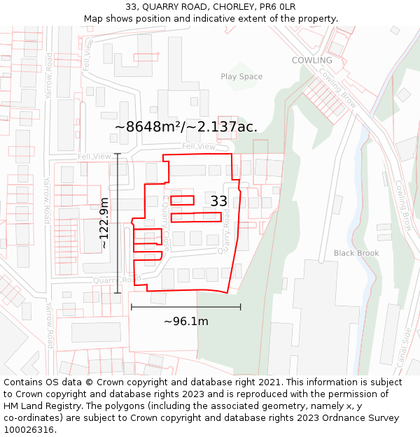 33, QUARRY ROAD, CHORLEY, PR6 0LR: Plot and title map