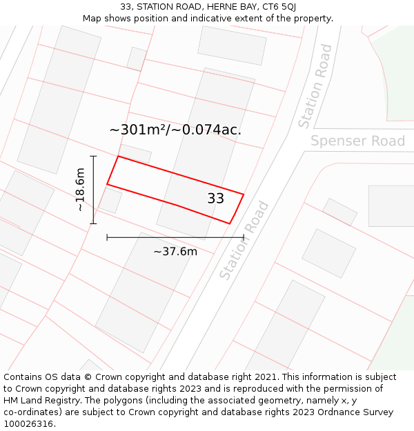 33, STATION ROAD, HERNE BAY, CT6 5QJ: Plot and title map