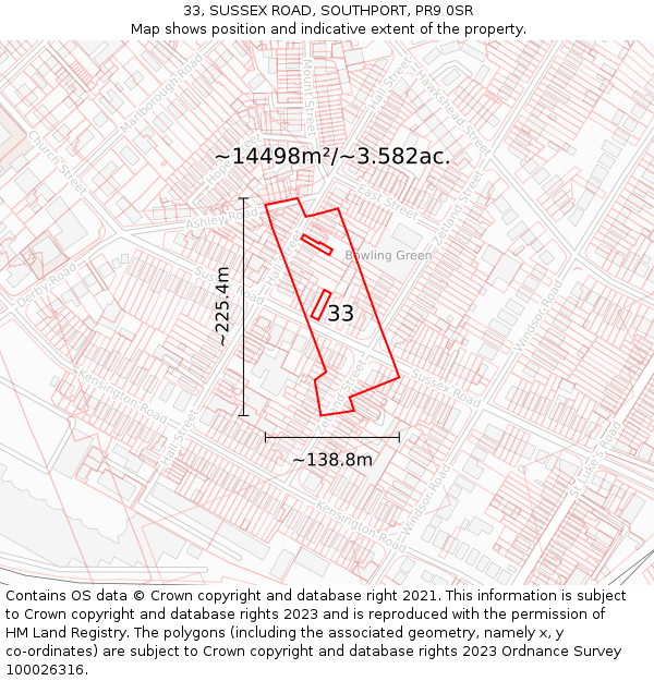 33, SUSSEX ROAD, SOUTHPORT, PR9 0SR: Plot and title map