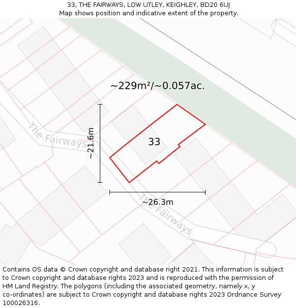 33, THE FAIRWAYS, LOW UTLEY, KEIGHLEY, BD20 6UJ: Plot and title map