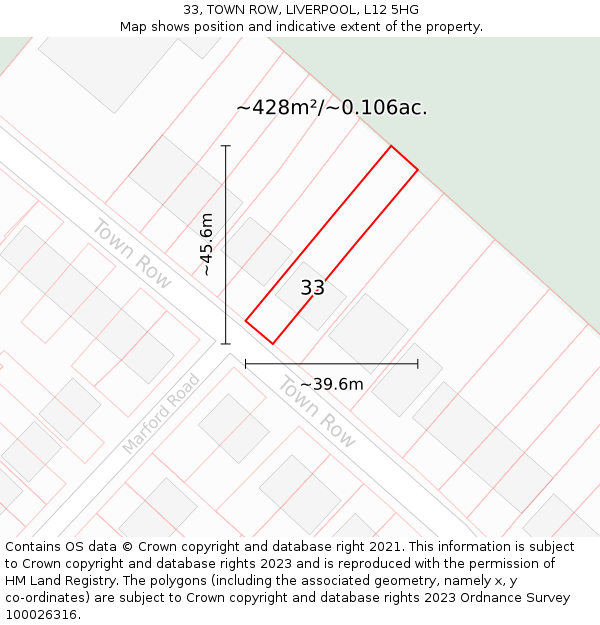 33, TOWN ROW, LIVERPOOL, L12 5HG: Plot and title map