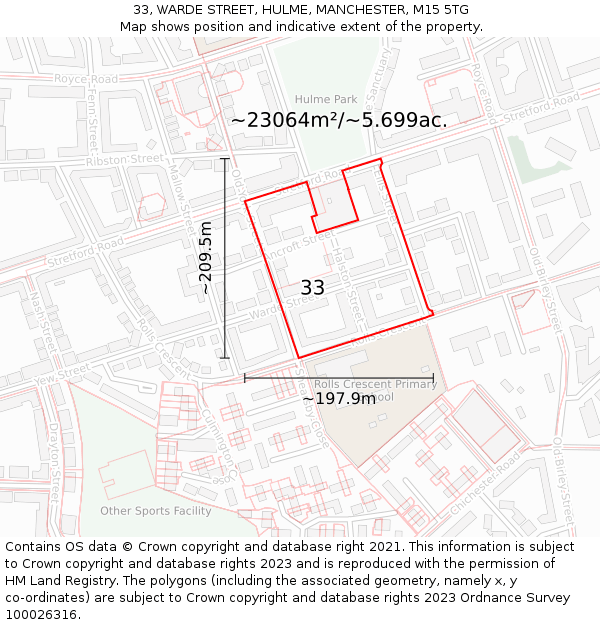 33, WARDE STREET, HULME, MANCHESTER, M15 5TG: Plot and title map