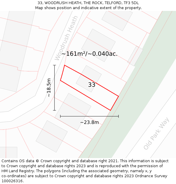 33, WOODRUSH HEATH, THE ROCK, TELFORD, TF3 5DL: Plot and title map