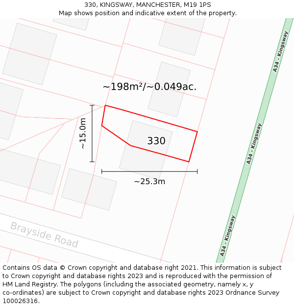 330, KINGSWAY, MANCHESTER, M19 1PS: Plot and title map