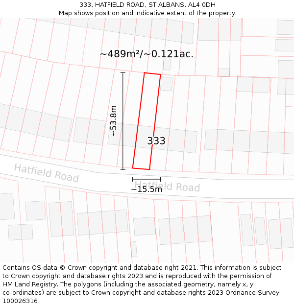 333, HATFIELD ROAD, ST ALBANS, AL4 0DH: Plot and title map