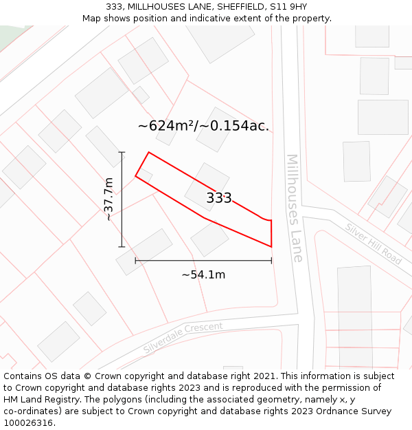 333, MILLHOUSES LANE, SHEFFIELD, S11 9HY: Plot and title map
