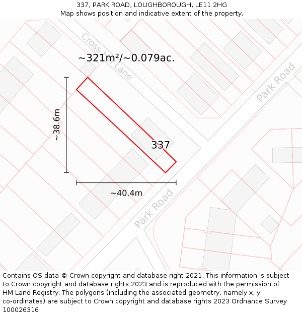 337, PARK ROAD, LOUGHBOROUGH, LE11 2HG: Plot and title map