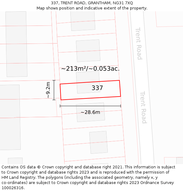 337, TRENT ROAD, GRANTHAM, NG31 7XQ: Plot and title map