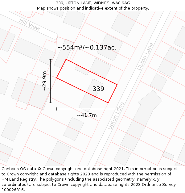 339, UPTON LANE, WIDNES, WA8 9AG: Plot and title map