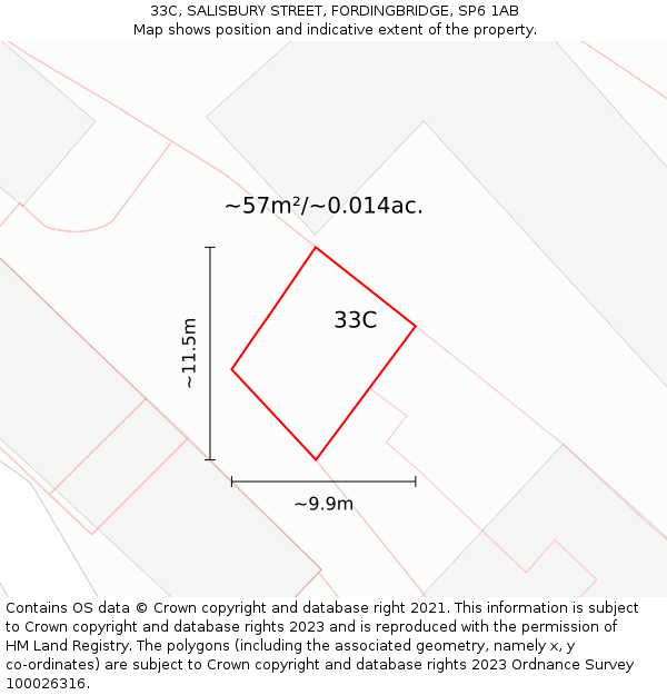 33C, SALISBURY STREET, FORDINGBRIDGE, SP6 1AB: Plot and title map