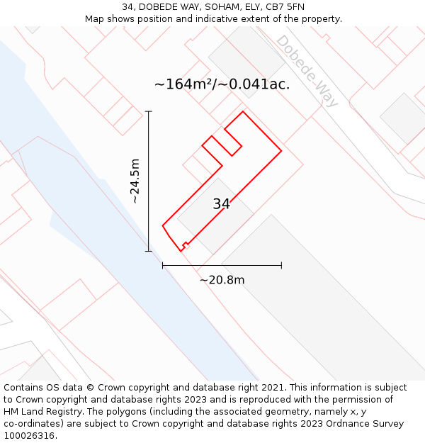 34, DOBEDE WAY, SOHAM, ELY, CB7 5FN: Plot and title map