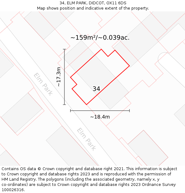 34, ELM PARK, DIDCOT, OX11 6DS: Plot and title map