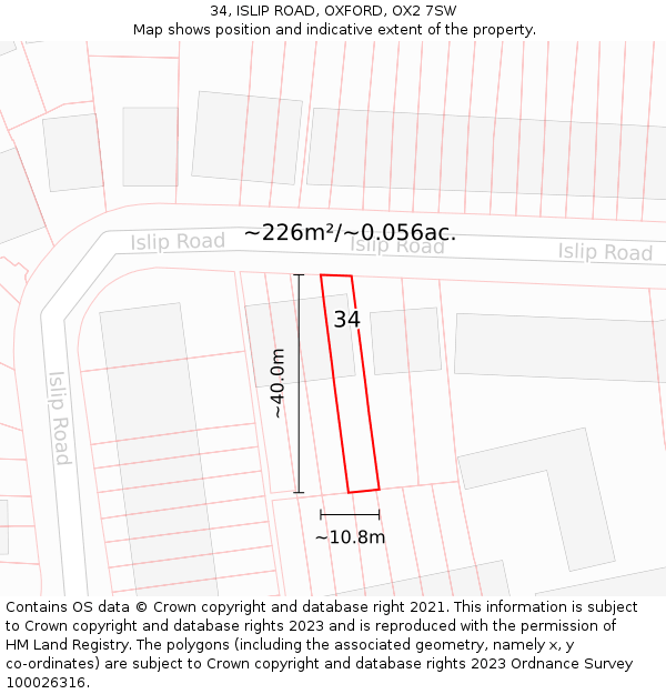 34, ISLIP ROAD, OXFORD, OX2 7SW: Plot and title map