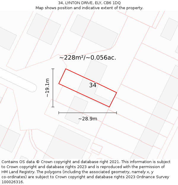 34, LYNTON DRIVE, ELY, CB6 1DQ: Plot and title map