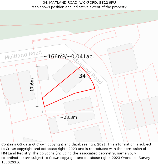 34, MAITLAND ROAD, WICKFORD, SS12 9PU: Plot and title map