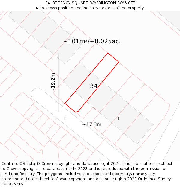 34, REGENCY SQUARE, WARRINGTON, WA5 0EB: Plot and title map