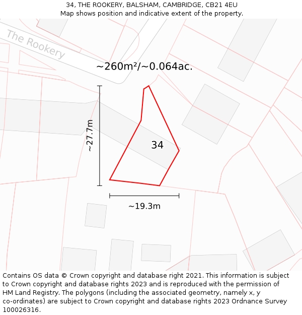 34, THE ROOKERY, BALSHAM, CAMBRIDGE, CB21 4EU: Plot and title map