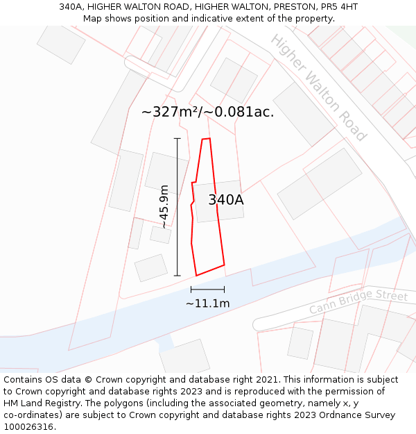 340A, HIGHER WALTON ROAD, HIGHER WALTON, PRESTON, PR5 4HT: Plot and title map