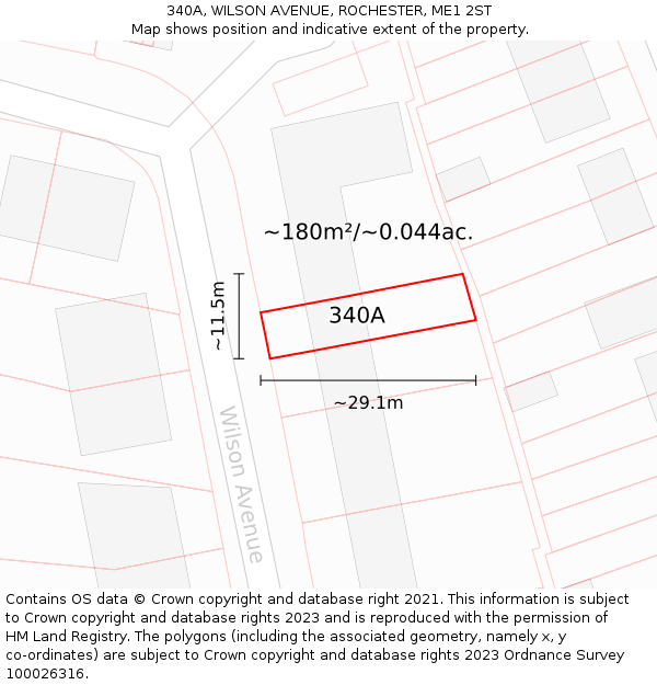 340A, WILSON AVENUE, ROCHESTER, ME1 2ST: Plot and title map