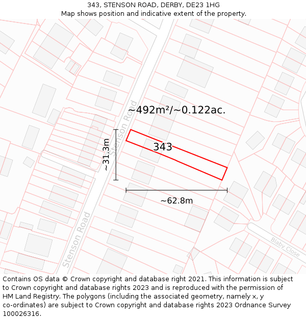 343, STENSON ROAD, DERBY, DE23 1HG: Plot and title map