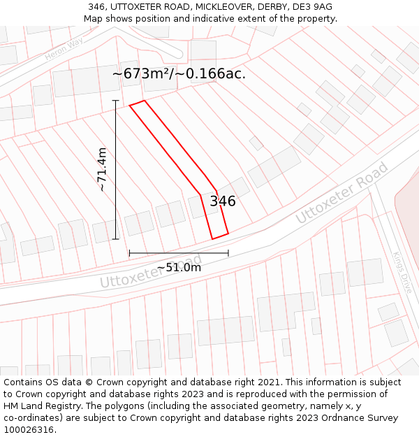 346, UTTOXETER ROAD, MICKLEOVER, DERBY, DE3 9AG: Plot and title map