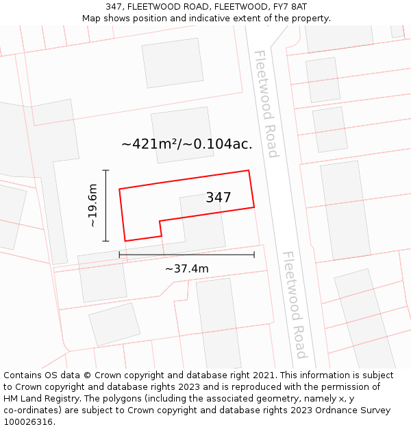 347, FLEETWOOD ROAD, FLEETWOOD, FY7 8AT: Plot and title map