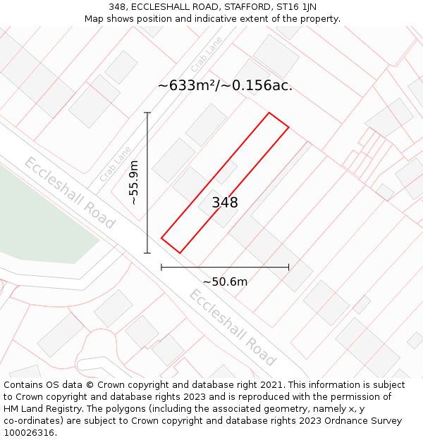 348, ECCLESHALL ROAD, STAFFORD, ST16 1JN: Plot and title map