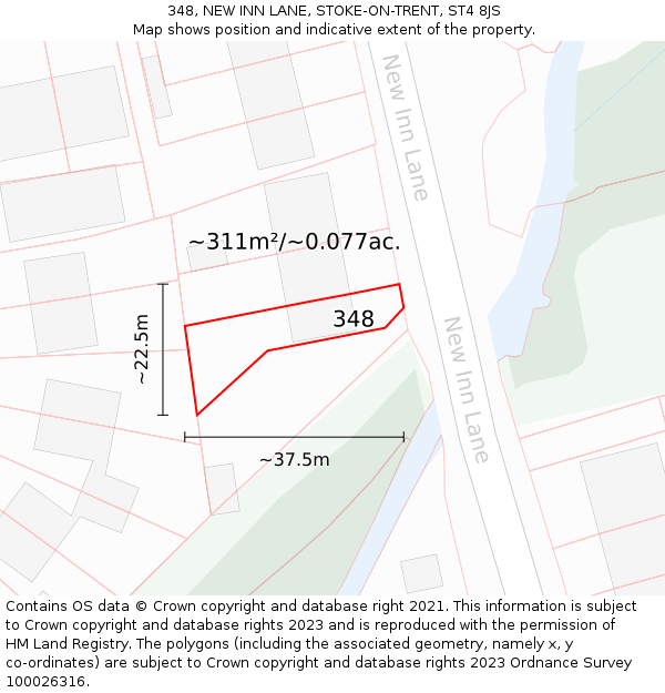 348, NEW INN LANE, STOKE-ON-TRENT, ST4 8JS: Plot and title map