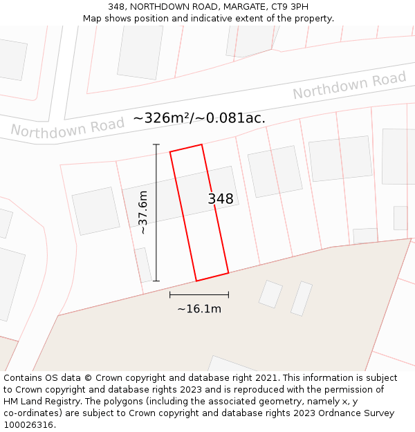 348, NORTHDOWN ROAD, MARGATE, CT9 3PH: Plot and title map