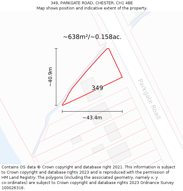 349, PARKGATE ROAD, CHESTER, CH1 4BE: Plot and title map