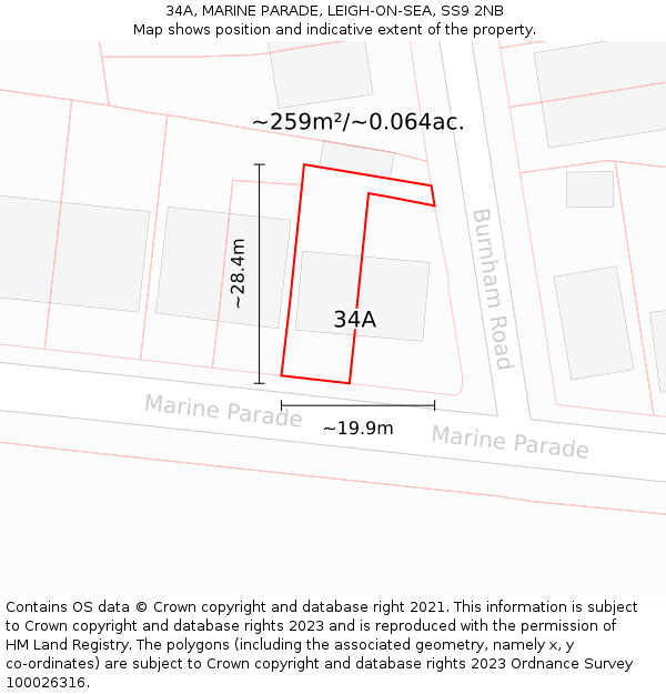 34A, MARINE PARADE, LEIGH-ON-SEA, SS9 2NB: Plot and title map