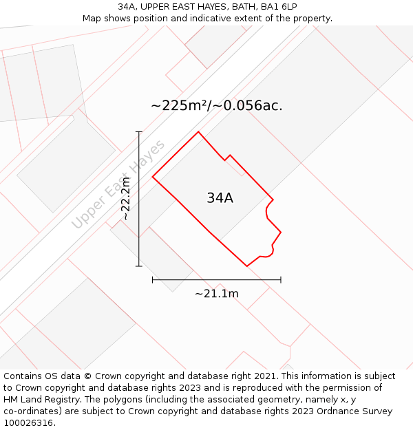 34A, UPPER EAST HAYES, BATH, BA1 6LP: Plot and title map