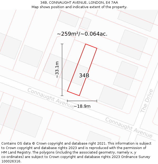 34B, CONNAUGHT AVENUE, LONDON, E4 7AA: Plot and title map