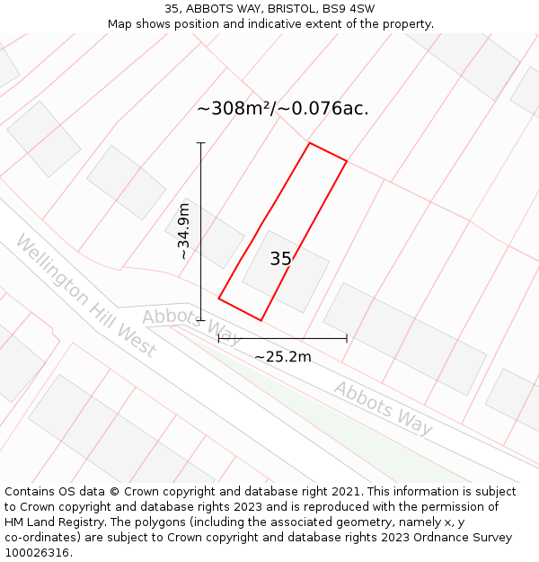 35, ABBOTS WAY, BRISTOL, BS9 4SW: Plot and title map