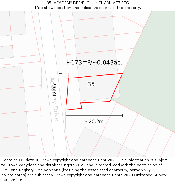 35, ACADEMY DRIVE, GILLINGHAM, ME7 3EG: Plot and title map