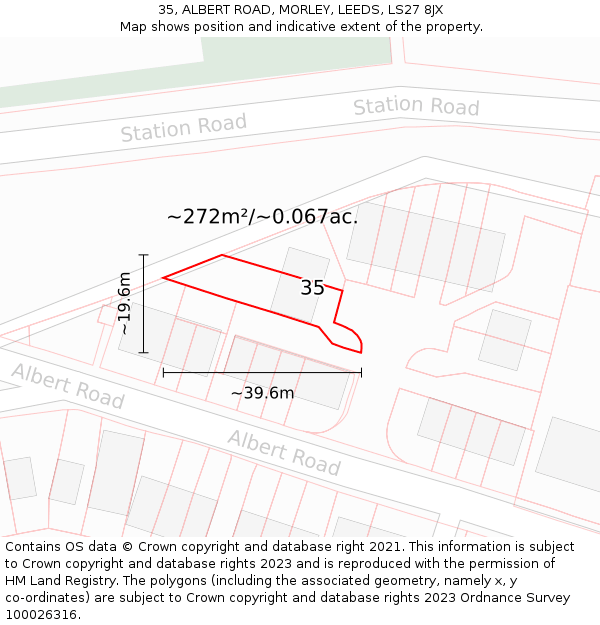 35, ALBERT ROAD, MORLEY, LEEDS, LS27 8JX: Plot and title map