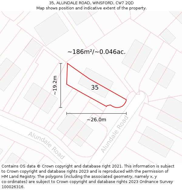 35, ALUNDALE ROAD, WINSFORD, CW7 2QD: Plot and title map