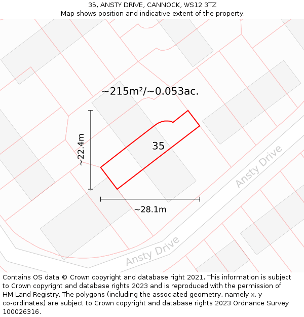 35, ANSTY DRIVE, CANNOCK, WS12 3TZ: Plot and title map