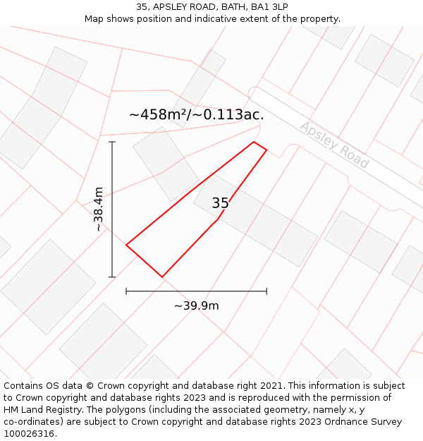 35, APSLEY ROAD, BATH, BA1 3LP: Plot and title map